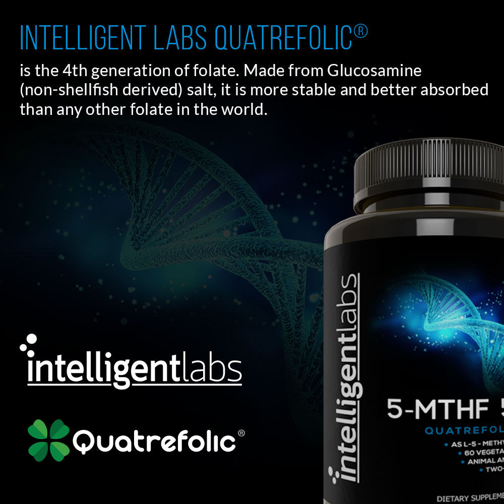 Intelligent Labs 5-mthf papildinājums izmanto 4. paaudzes folātu - kvadrefolskābi
